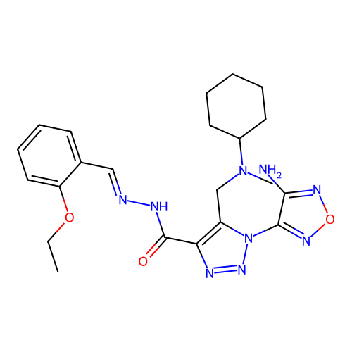 (E)-1-(4-amino-1,2,5-oxadiazol-3-yl)-5-((cyclohexyl(methyl)amino)methyl)-N'-(2-ethoxybenzylidene)-1H-1,2,3-triazole-4-carbohydrazide structure