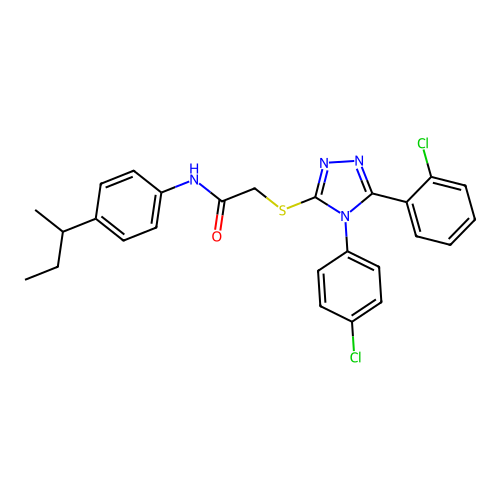 N-[4-(butan-2-yl)phenyl]-2-{[5-(2-chlorophenyl)-4-(4-chlorophenyl)-4H-1,2,4-triazol-3-yl]sulfanyl}acetamide structure