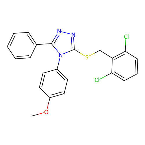 3-[(2,6-dichlorobenzyl)sulfanyl]-4-(4-methoxyphenyl)-5-phenyl-4H-1,2,4-triazole structure