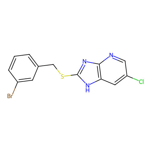 2-[(3-bromobenzyl)sulfanyl]-6-chloro-1H-imidazo[4,5-b]pyridine structure