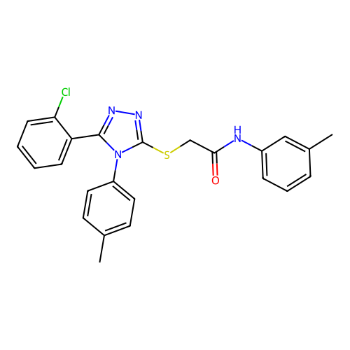 2-[[5-(2-chlorophenyl)-4-(4-methylphenyl)-1,2,4-triazol-3-yl]sulfanyl]-N-(3-methylphenyl)acetamide structure