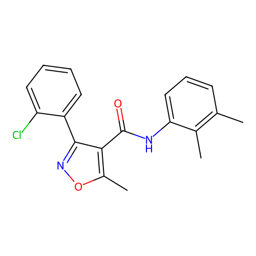 3-(2-chlorophenyl)-N-(2,3-dimethylphenyl)-5-methyl-1,2-oxazole-4-carboxamide structure