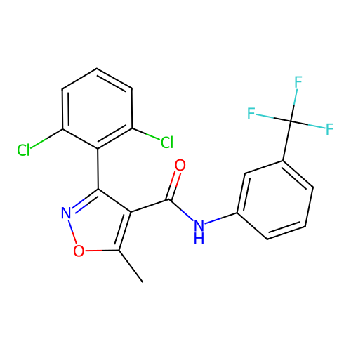3-(2,6-dichlorophenyl)-5-methyl-N-[3-(trifluoromethyl)phenyl]-1,2-oxazole-4-carboxamide structure