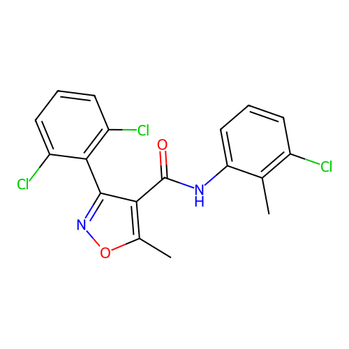 N-(3-chloro-2-methylphenyl)-3-(2,6-dichlorophenyl)-5-methyl-1,2-oxazole-4-carboxamide structure