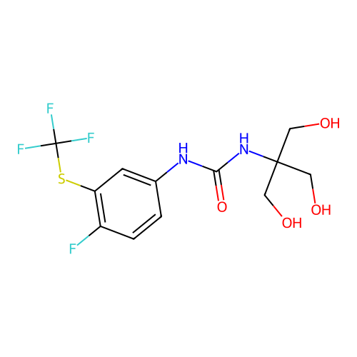 Urea, N-(4-fluoro-3-((trifluoromethyl)thio)phenyl)-N'-(2-hydroxy-1,1-bis(hydroxymethyl)ethyl)- structure
