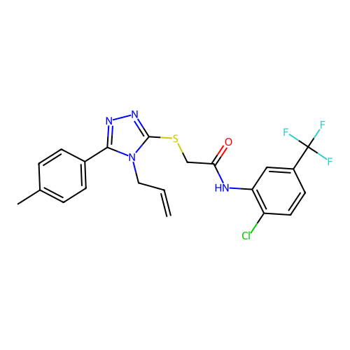 N-[2-chloro-5-(trifluoromethyl)phenyl]-2-{[5-(4-methylphenyl)-4-(prop-2-en-1-yl)-4H-1,2,4-triazol-3-yl]sulfanyl}acetamide structure
