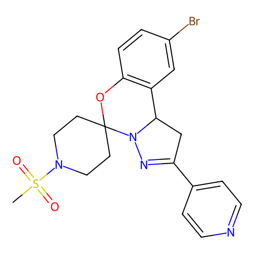 9'-bromo-1-(methylsulfonyl)-2'-(pyridin-4-yl)-1',10b'-dihydrospiro[piperidine-4,5'-pyrazolo[1,5-c][1,3]benzoxazine] structure