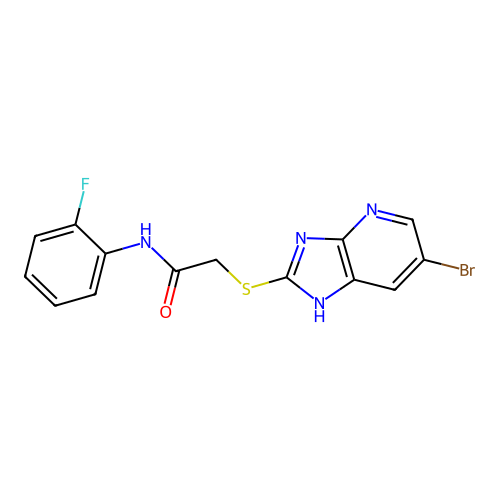 2-[(6-bromo-1H-imidazo[4,5-b]pyridin-2-yl)sulfanyl]-N-(2-fluorophenyl)acetamide structure