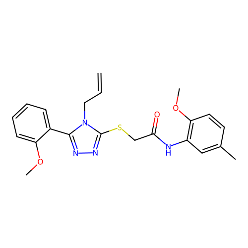 N-(2-methoxy-5-methylphenyl)-2-{[5-(2-methoxyphenyl)-4-(prop-2-en-1-yl)-4H-1,2,4-triazol-3-yl]sulfanyl}acetamide structure