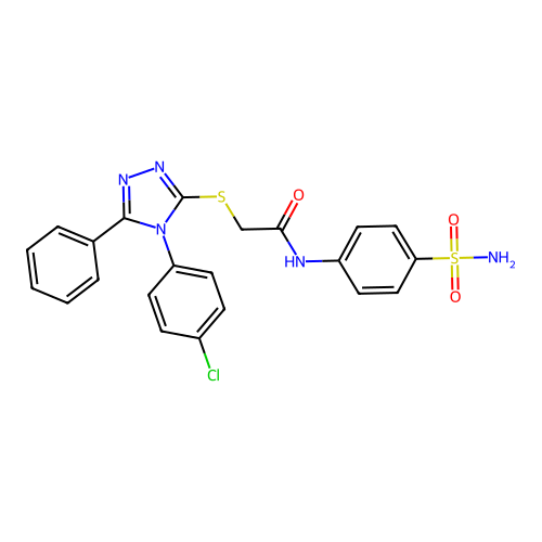 2-[[4-(4-chlorophenyl)-5-phenyl-1,2,4-triazol-3-yl]sulfanyl]-N-(4-sulfamoylphenyl)acetamide structure