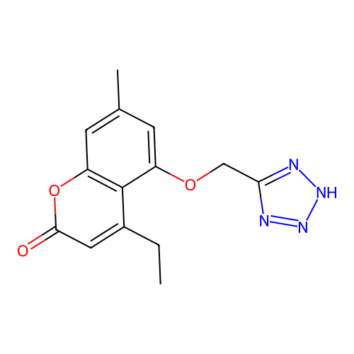 4-ethyl-7-methyl-5-(1H-tetrazol-5-ylmethoxy)-2H-chromen-2-one structure