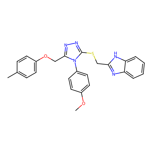1-{[5-(benzimidazol-2-ylmethylthio)-4-(4-methoxyphenyl)(1,2,4-triazol-3-yl)]me thoxy}-4-methylbenzene structure