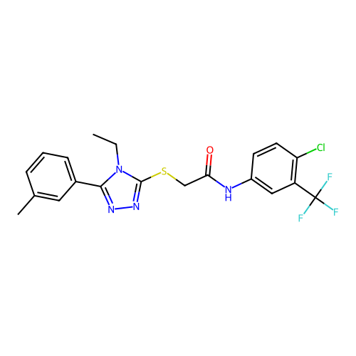 N-[4-chloro-3-(trifluoromethyl)phenyl]-2-{[4-ethyl-5-(3-methylphenyl)-4H-1,2,4-triazol-3-yl]sulfanyl}acetamide structure