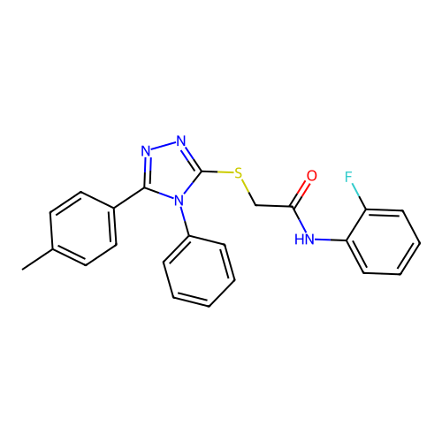 N-(2-fluorophenyl)-2-[[5-(4-methylphenyl)-4-phenyl-1,2,4-triazol-3-yl]sulfanyl]acetamide structure
