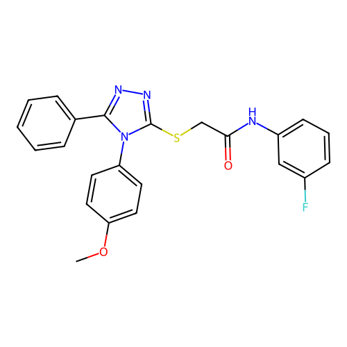 N-(3-fluorophenyl)-2-[[4-(4-methoxyphenyl)-5-phenyl-1,2,4-triazol-3-yl]sulfanyl]acetamide structure