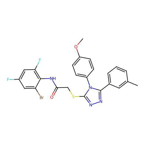 N-(2-bromo-4,6-difluorophenyl)-2-{[4-(4-methoxyphenyl)-5-(3-methylphenyl)-4H-1,2,4-triazol-3-yl]sulfanyl}acetamide structure