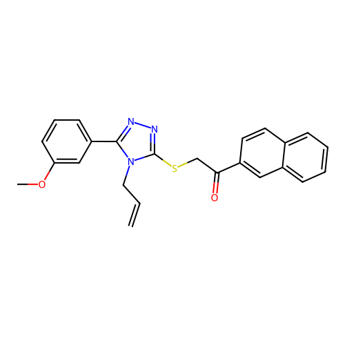 2-((4-allyl-5-(3-methoxyphenyl)-4H-1,2,4-triazol-3-yl)thio)-1-(naphthalen-2-yl)ethanone structure