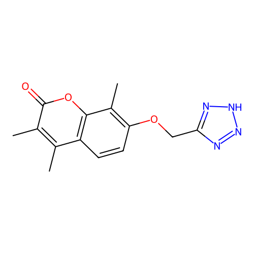 3,4,8-trimethyl-7-(1H-tetrazol-5-ylmethoxy)-2H-chromen-2-one structure