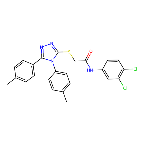 2-[[4,5-bis(4-methylphenyl)-1,2,4-triazol-3-yl]sulfanyl]-N-(3,4-dichlorophenyl)acetamide structure