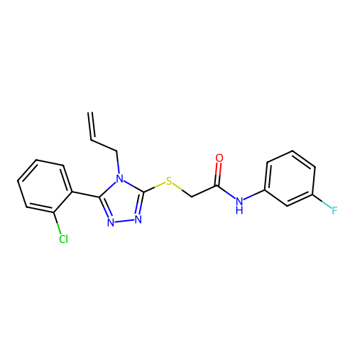 2-{[5-(2-chlorophenyl)-4-(prop-2-en-1-yl)-4H-1,2,4-triazol-3-yl]sulfanyl}-N-(3-fluorophenyl)acetamide structure