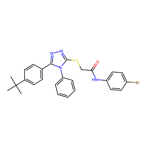 N-(4-bromophenyl)-2-{[5-(4-tert-butylphenyl)-4-phenyl-4H-1,2,4-triazol-3-yl]sulfanyl}acetamide structure