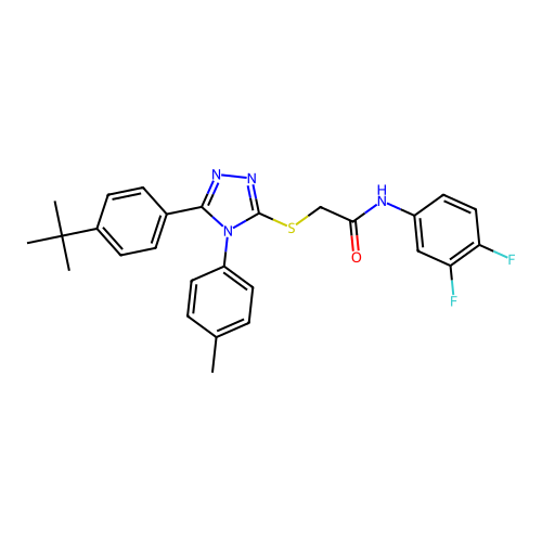 2-{[5-(4-tert-butylphenyl)-4-(4-methylphenyl)-4H-1,2,4-triazol-3-yl]sulfanyl}-N-(3,4-difluorophenyl)acetamide structure