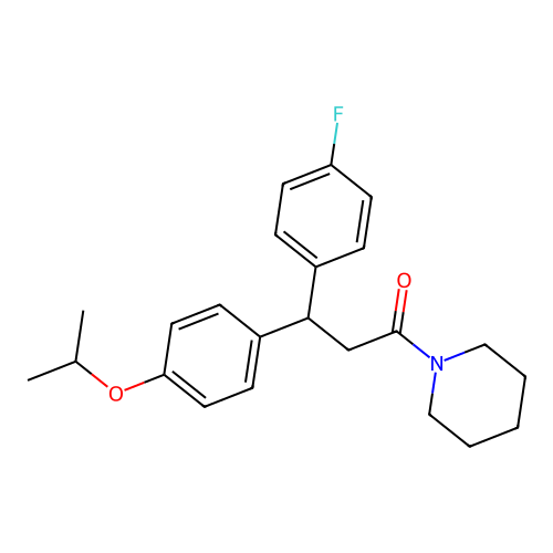 3-(4-Fluorophenyl)-3-(4-isopropoxyphenyl)-1-(piperidin-1-YL)propan-1-one structure