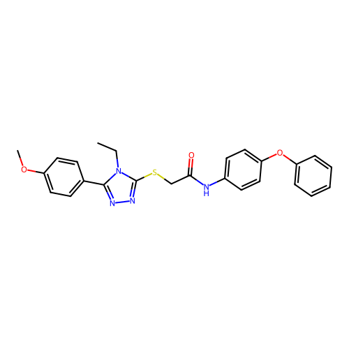 2-[[4-ethyl-5-(4-methoxyphenyl)-1,2,4-triazol-3-yl]sulfanyl]-N-(4-phenoxyphenyl)acetamide structure