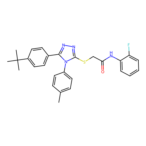 2-{[5-(4-tert-butylphenyl)-4-(4-methylphenyl)-4H-1,2,4-triazol-3-yl]sulfanyl}-N-(2-fluorophenyl)acetamide structure