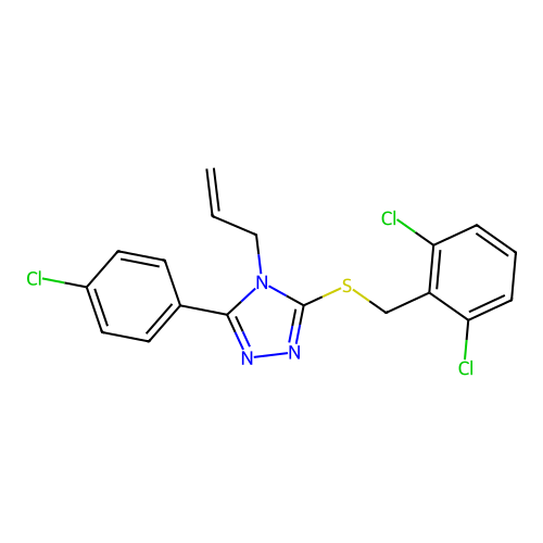 3-(4-chlorophenyl)-5-[(2,6-dichlorophenyl)methylsulfanyl]-4-prop-2-enyl-1,2,4-triazole structure
