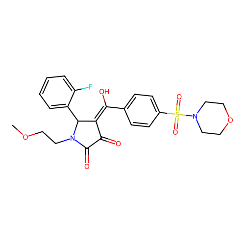 (4E)-5-(2-fluorophenyl)-4-[hydroxy-(4-morpholin-4-ylsulfonylphenyl)methylidene]-1-(2-methoxyethyl)pyrrolidine-2,3-dione structure