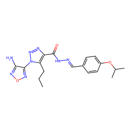 (E)-1-(4-amino-1,2,5-oxadiazol-3-yl)-N'-(4-isopropoxybenzylidene)-5-propyl-1H-1,2,3-triazole-4-carbohydrazide structure