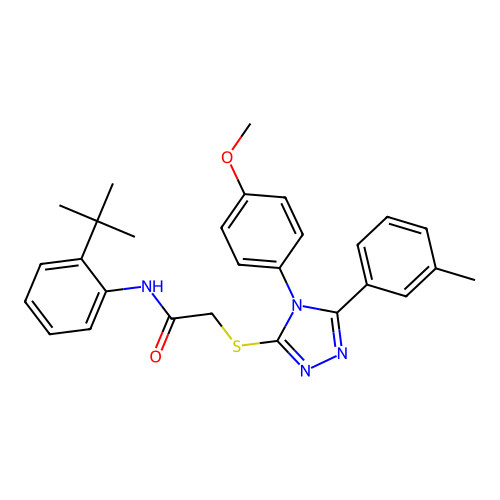 N-(2-tert-butylphenyl)-2-{[4-(4-methoxyphenyl)-5-(3-methylphenyl)-4H-1,2,4-triazol-3-yl]sulfanyl}acetamide structure
