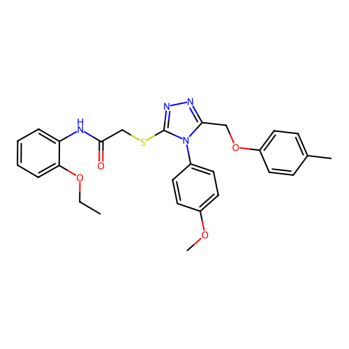 N-(2-ethoxyphenyl)-2-((4-(4-methoxyphenyl)-5-((p-tolyloxy)methyl)-4H-1,2,4-triazol-3-yl)thio)acetamide structure
