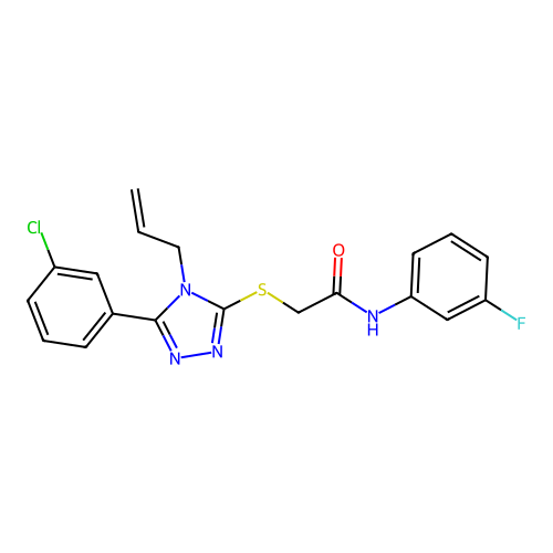2-{[5-(3-chlorophenyl)-4-(prop-2-en-1-yl)-4H-1,2,4-triazol-3-yl]sulfanyl}-N-(3-fluorophenyl)acetamide structure