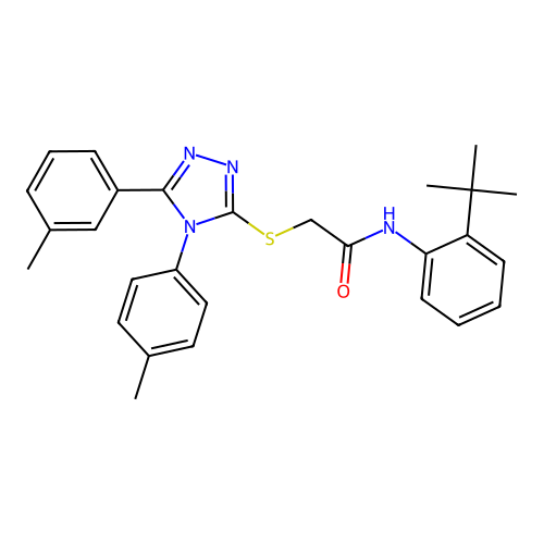 N-(2-tert-butylphenyl)-2-{[5-(3-methylphenyl)-4-(4-methylphenyl)-4H-1,2,4-triazol-3-yl]sulfanyl}acetamide structure