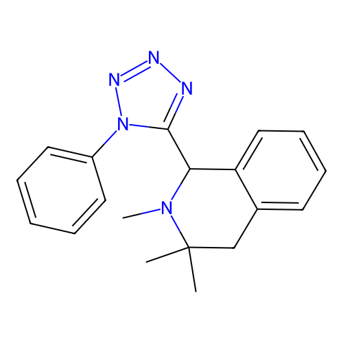 2,3,3-Trimethyl-1-(1-phenyltetrazol-5-yl)-1,4-dihydroisoquinoline structure