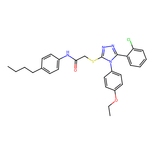 N-(4-butylphenyl)-2-[[5-(2-chlorophenyl)-4-(4-ethoxyphenyl)-1,2,4-triazol-3-yl]sulfanyl]acetamide structure