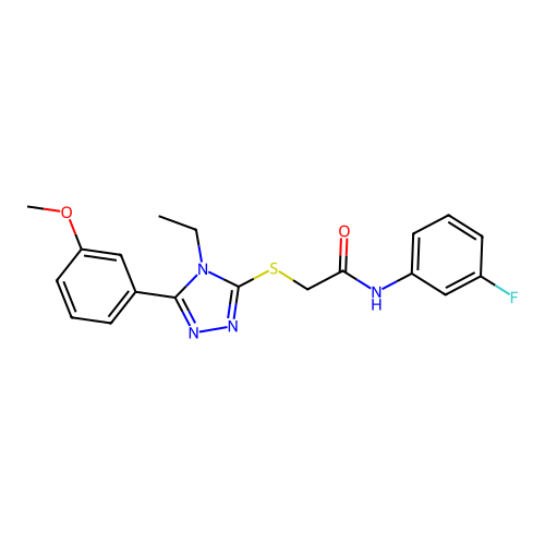 2-{[4-ethyl-5-(3-methoxyphenyl)-4H-1,2,4-triazol-3-yl]sulfanyl}-N-(3-fluorophenyl)acetamide structure