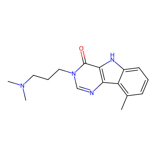 3-[3-(dimethylamino)propyl]-9-methyl-3,5-dihydro-4H-pyrimido[5,4-b]indol-4-one structure