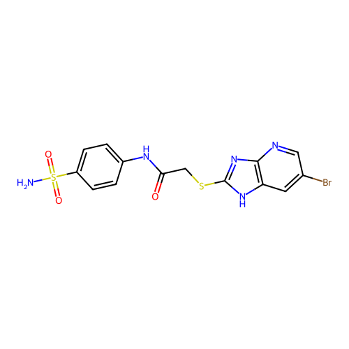 2-[(6-bromo-1H-imidazo[4,5-b]pyridin-2-yl)sulfanyl]-N-(4-sulfamoylphenyl)acetamide structure