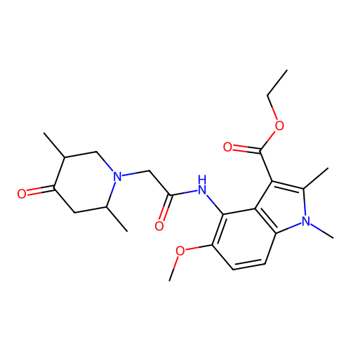 ethyl 4-(2-(2,5-dimethyl-4-oxopiperidin-1-yl)acetamido)-5-methoxy-1,2-dimethyl-1H-indole-3-carboxylate structure