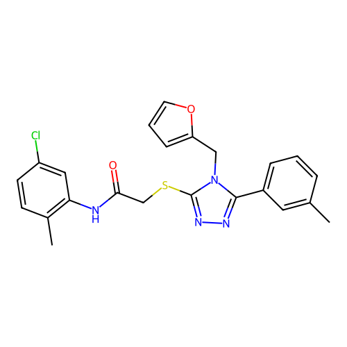 N-(5-chloro-2-methylphenyl)-2-{[4-(furan-2-ylmethyl)-5-(3-methylphenyl)-4H-1,2,4-triazol-3-yl]sulfanyl}acetamide structure