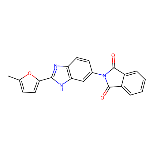 2-[2-(5-methylfuran-2-yl)-1H-benzimidazol-5-yl]-1H-isoindole-1,3(2H)-dione structure