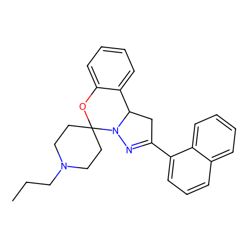 2'-(naphthalen-1-yl)-1-propyl-1',10b'-dihydrospiro[piperidine-4,5'-pyrazolo[1,5-c][1,3]benzoxazine] structure