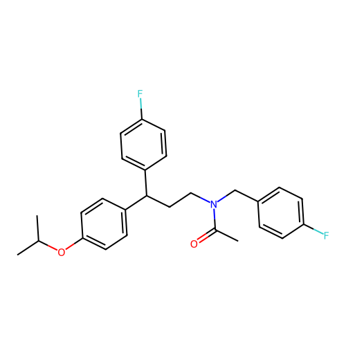 N-(4-fluorobenzyl)-N-(3-(4-fluorophenyl)-3-(4-isopropoxyphenyl)propyl)acetamide structure