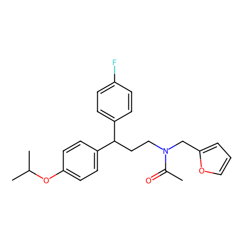 N-(3-(4-fluorophenyl)-3-(4-isopropoxyphenyl)propyl)-N-(furan-2-ylmethyl)acetamide structure