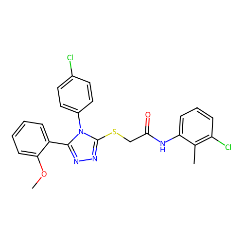 N-(3-chloro-2-methylphenyl)-2-{[4-(4-chlorophenyl)-5-(2-methoxyphenyl)-4H-1,2,4-triazol-3-yl]sulfanyl}acetamide structure