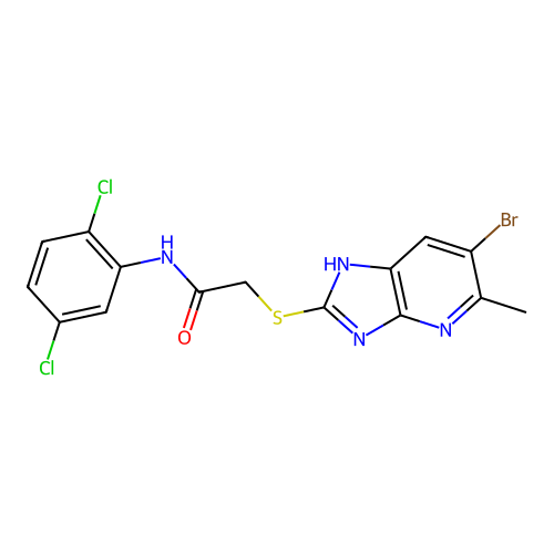 2-[(6-bromo-5-methyl-1H-imidazo[4,5-b]pyridin-2-yl)sulfanyl]-N-(2,5-dichlorophenyl)acetamide structure