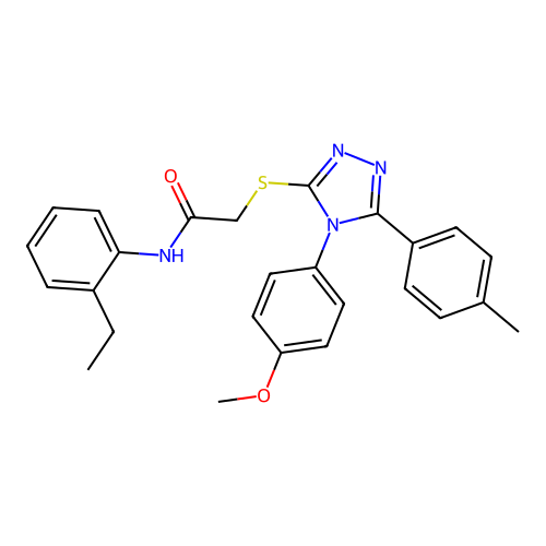 N-(2-ethylphenyl)-2-[[4-(4-methoxyphenyl)-5-(4-methylphenyl)-1,2,4-triazol-3-yl]sulfanyl]acetamide structure